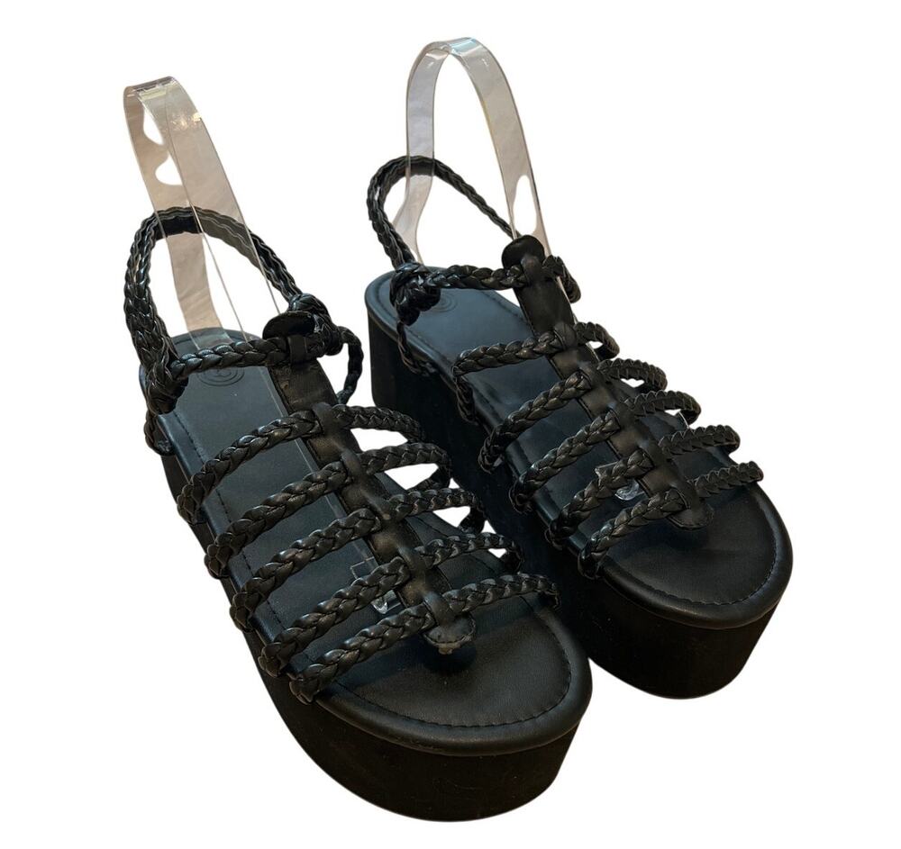 Urban Outfitters Black Braided Platform Fisherman Sandals Size 9